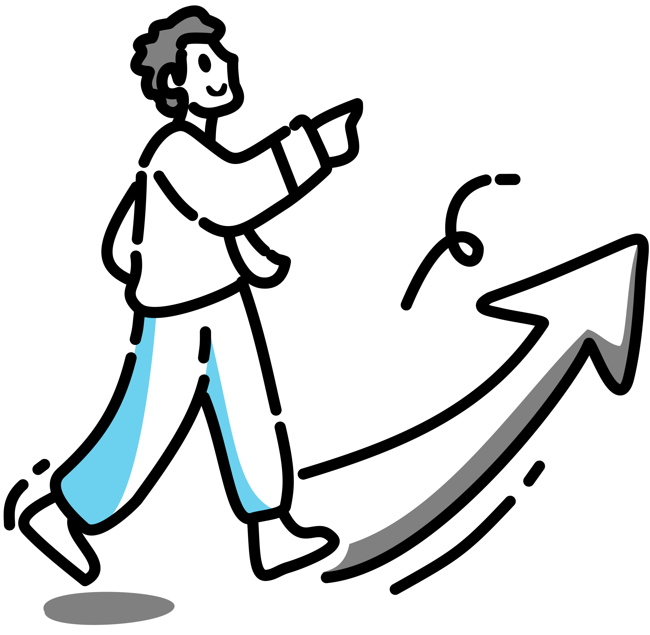 Illustration of person walking on growth arrow